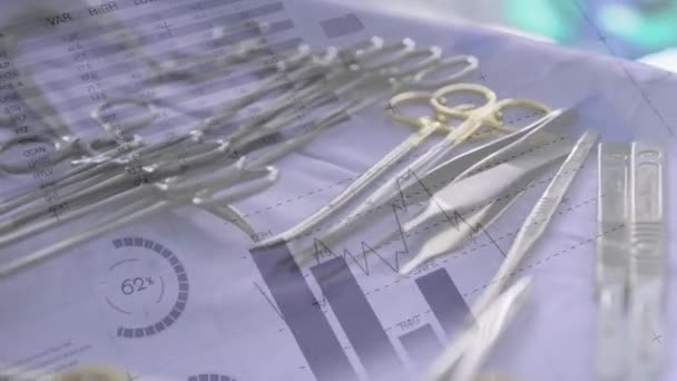Animation du traitement des données et des graphiques sur les outils chirurgicaux dans le bloc opératoire 