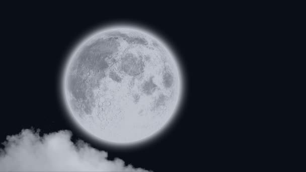 Animation Von Vollmond Und Rauchwolken Auf Schwarzem Hintergrund — Stockvideo