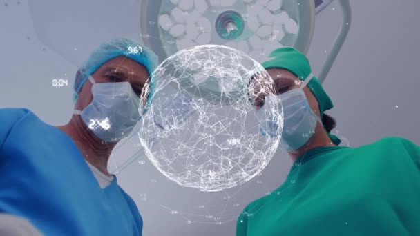 在手术室通过外科医生进行数据处理的动画制作 — 图库视频影像