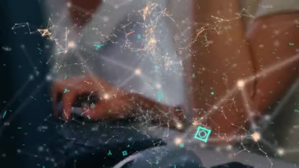 Animation du réseau de connexions avec bureau occupé en arrière-plan 