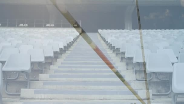 ラグビー試合前のスポーツ競技場の空席の列のアニメーション — ストック動画