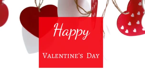 Animation Words Happy Valentines Day Written White Red Square Red — Stock Video