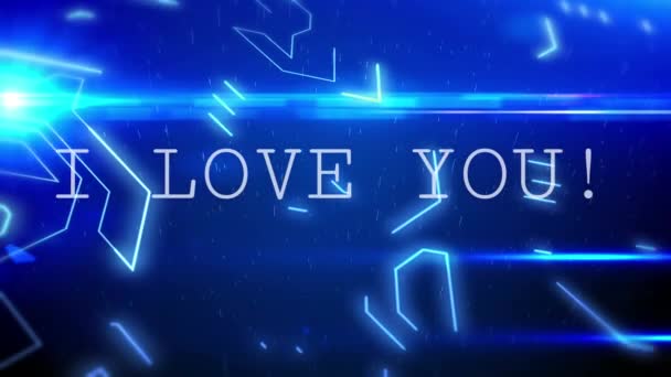 Animation Words Love You Написано Белом Голубым Сердцем Форме Платы — стоковое видео