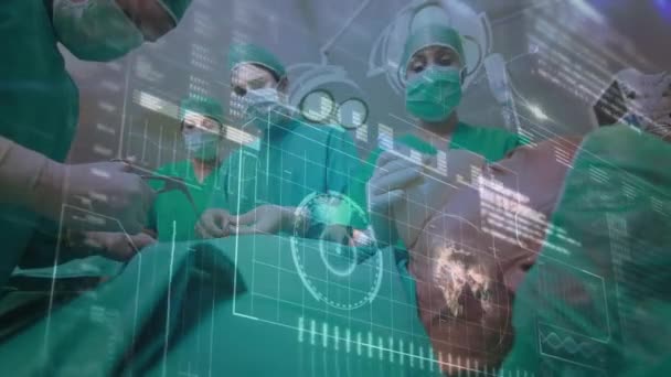 Animazione Del Trattamento Dei Dati Chirurghi Sala Operatoria — Video Stock