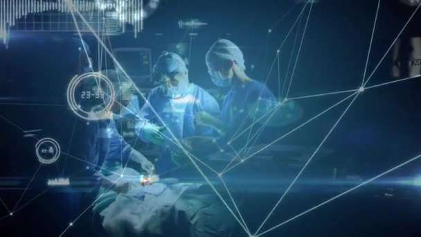 Animation Network Connections Moving Surgeons Operating Theatre — 图库视频影像