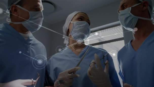 Animation Network Connections Moving Surgeons Operating Theatre — 图库视频影像