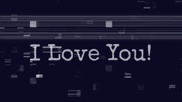 Animace Slov Love You Written White Blikající Čáry Square Blue — Stock video