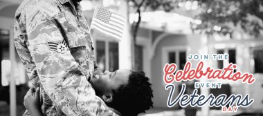 Amerika 'da Gaziler Günü için logo Oğlu olan askere karşı