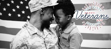 Amerika 'da Gaziler Günü için logo Oğlu olan askere karşı