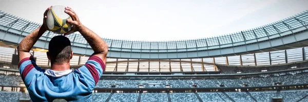 Jogador Rugby Contra Estádio Rugby Amanhecer — Fotografia de Stock