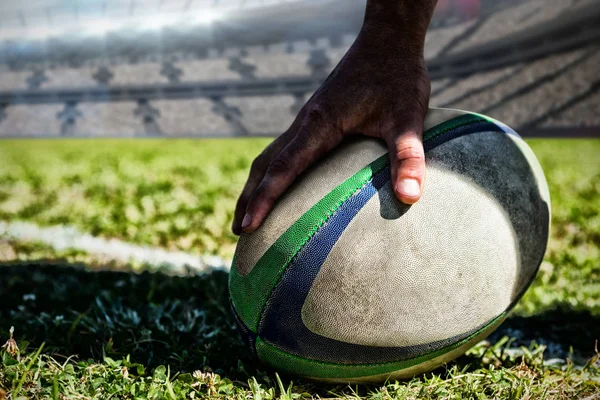 Rugby Spieler Gegen Rugby Stadion — Stockfoto