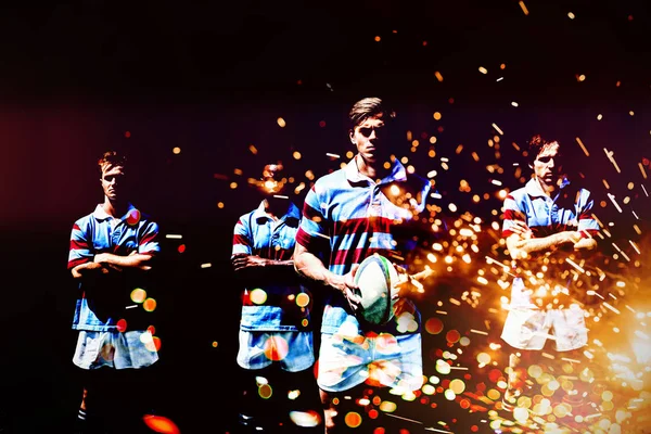 Rugby Players Firework Bursting Sparkle Background — 图库照片