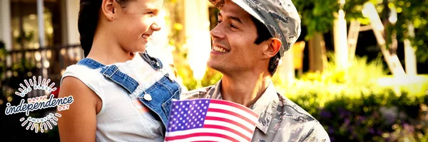 Happy Independence Day Soldier Daughter — Stock Photo, Image