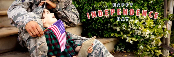 Happy Independence Day Soldier Son — Stock Photo, Image