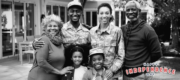 Happy Independence Day Portrait Soldier Family — Stock Photo, Image