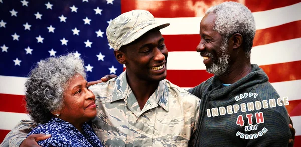 Happy Independence Day Soldier Family — Stock Photo, Image