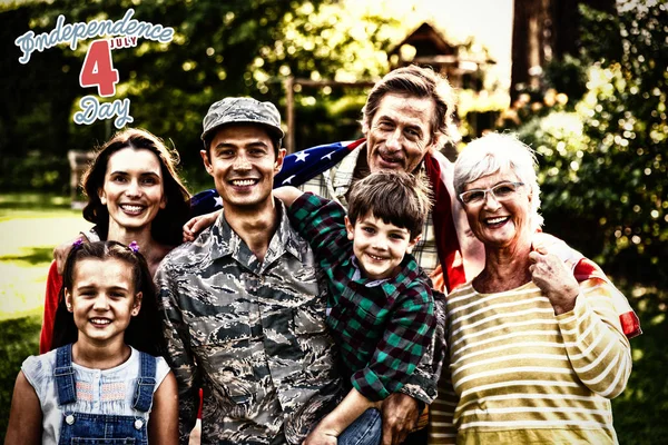Independence Day Portrait Soldier Family — Stock Photo, Image
