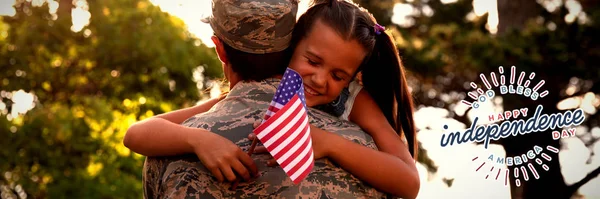 Happy Independence Day Soldier Daughter — Stock Photo, Image