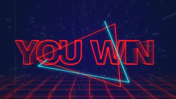 Animation Words You Win Written Red Capital Letters Blue Red — Stockvideo