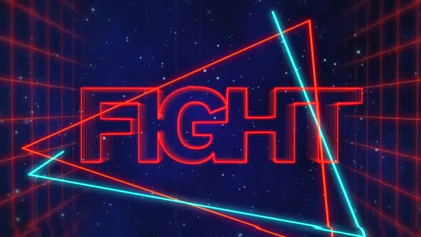 Animation Word Fight Written Red Capital Letters Blue Red Triangles — Stockvideo