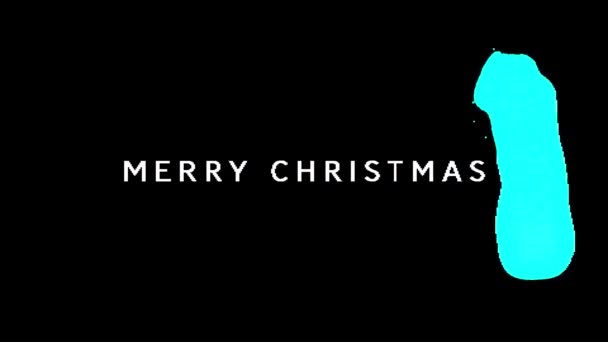 Animation des mots Joyeux Noël écrit en blanc sur peinture bleue brossé sur fond noir 