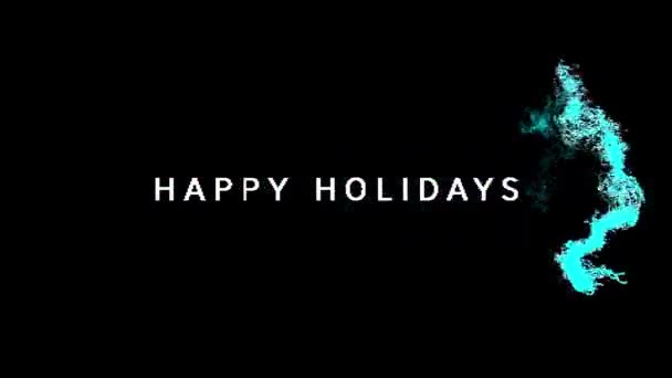 Κινούμενο Σχέδιο Των Λέξεων Happy Holidays Γραμμένο Λευκό Χρώμα Μπλε — Αρχείο Βίντεο