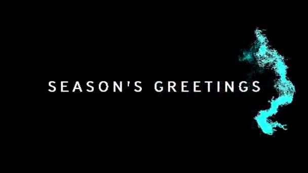 季節のアニメーション黒を背景にスプレーされた青の塗料に白で書かれた挨拶 — ストック動画