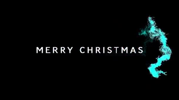 Animation Words Merry Christmas Written White Blue Paint Sprayed Black — ストック動画