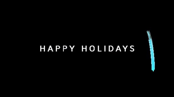 Κινούμενα Σχέδια Των Λέξεων Happy Holidays Γραμμένα Λευκό Χρώμα Μπλε — Αρχείο Βίντεο