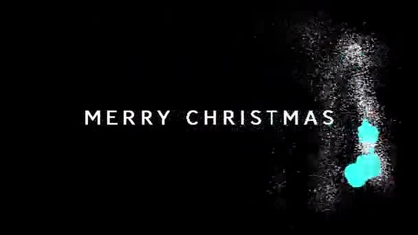 Animation des mots Joyeux Noël écrit en blanc sur peinture bleue pulvérisée sur fond noir 