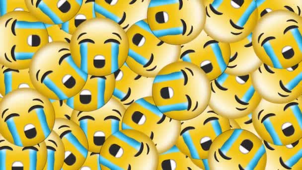 Animação Grupo Ícones Emoji Chorando Caindo Fundo Preto — Vídeo de Stock