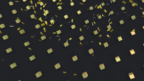 Animation New Year Eve Celebrations Gold Confetti Falling Gold Metallic — Stock Video