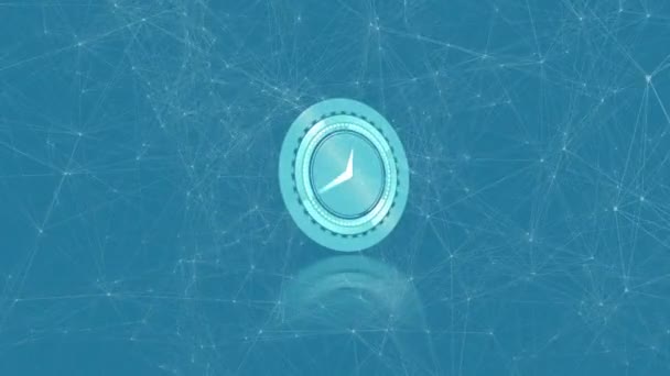 Animación Del Reloj Movimiento Rápido Red Conexiones Sobre Fondo Azul — Vídeos de Stock