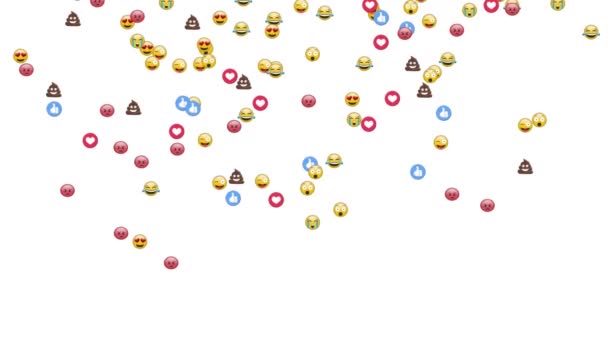 Animation Von Emojis Daumen Hoch Und Herzsymbolen Auf Weißem Hintergrund — Stockvideo