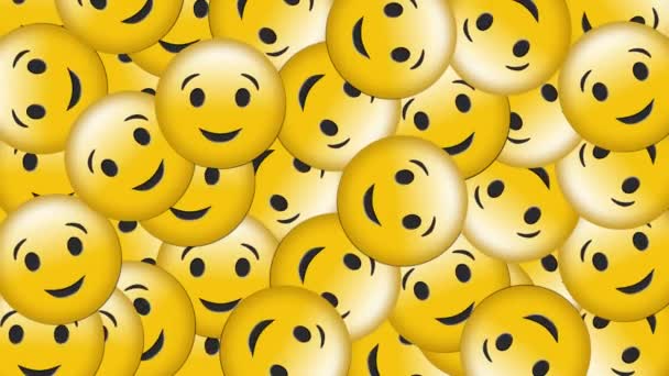 Animation Group Smiling Emoji Icons Falling Black Background — Stock Video
