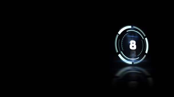 Animation du compte à rebours de dix à zéro en lettres blanches dans un cercle blanc sur fond noir 