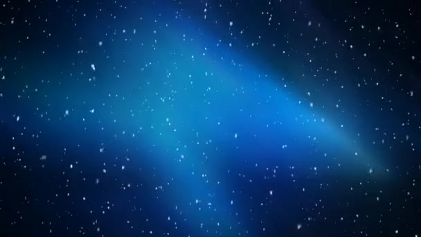 Animatie Van Sneeuw Vallen Met Kerstmis Gloeiende Blauwe Nachtelijke Hemel — Stockvideo