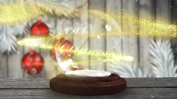 Animacja Słów Happy Holidays Napisana Niebieskimi Literami Śnieżnej Kuli Bożonarodzeniowej — Wideo stockowe