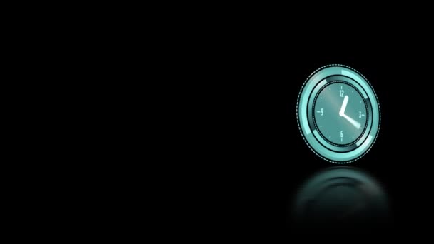 Animation Green Clock Moving Fast Black Background — Stock Video