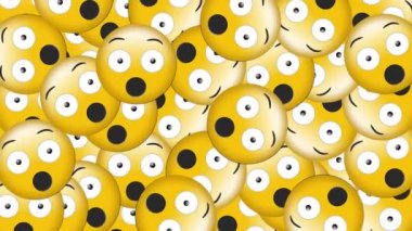 Siyah arkaplana düşen şaşırmış emoji simgelerinin canlandırması
