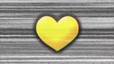 Titreyen gri arkaplanda sarı kalp emoji simgesinin animasyonu