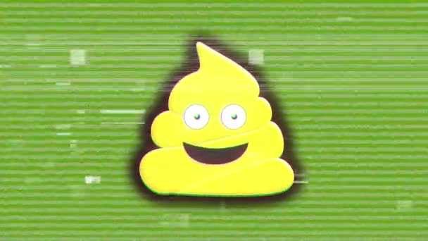 Κινούμενα Σχέδια Εικονιδίου Emoji Κουτσουλιών Που Τρεμοπαίζει Πράσινο Φόντο — Αρχείο Βίντεο