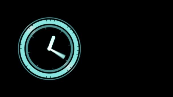 Animation Horloge Verte Déplaçant Rapidement Sur Fond Noir — Video