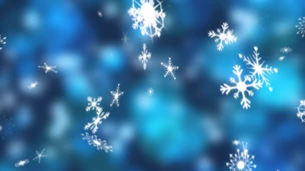 Animation Flocons Neige Tombant Noël Avec Des Taches Lumineuses Lumière — Video