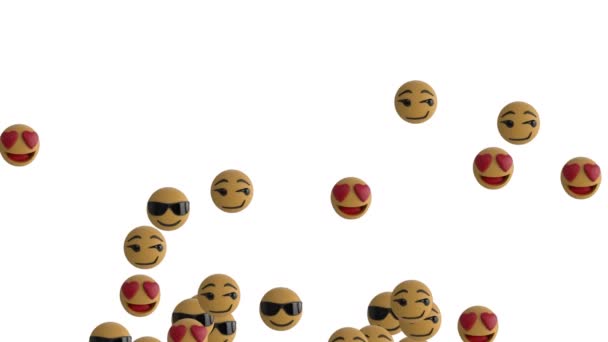 Animation d'icônes emoji volant sur fond blanc 