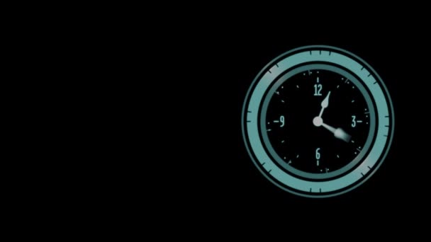 Анімація Зеленого Годинника Швидко Рухається Чорному Тлі — стокове відео