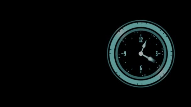 Animation Green Clock Moving Fast Black Background — Stock Video