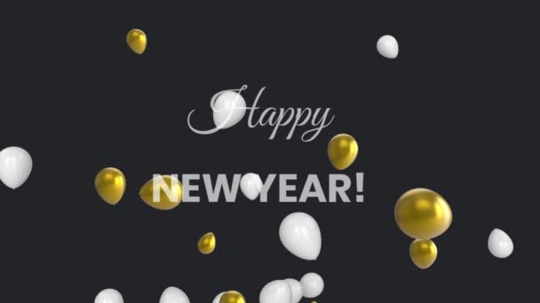 Animación Las Palabras Feliz Año Nuevo Escrito Letras Blancas Con — Vídeo de stock