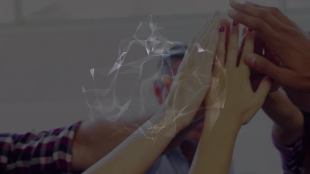 Анимизация Сети Связей Разнообразной Группой Коллег Офису Складывающих Свои Руки — стоковое видео