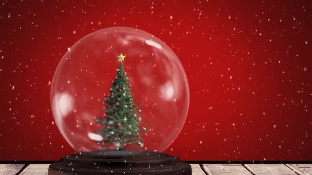 Animação Globo Neve Natal Com Árvore Natal Dentro Neve Caindo — Vídeo de Stock